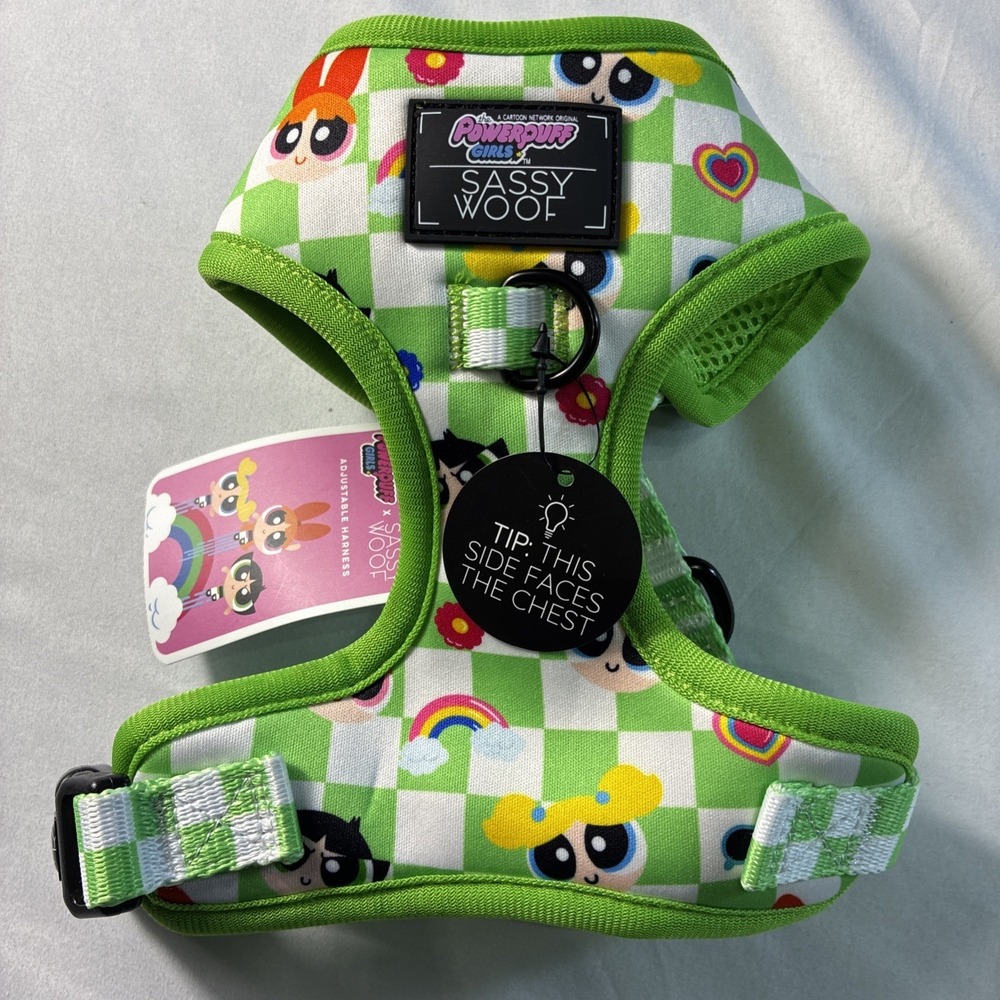 Sassy Wolf Soft Adjustable Dog Harness Retro Powderpuff Girls Design Size XS New